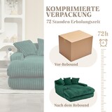 thumbnail of Schlafsofa Chaiselongue Cord Sofa mit 3 Kissen, ergonomisch und bequem, modernes Lounge Sofa für Wohnzimmer und Büro, 125x155x63 Smaragdgrün