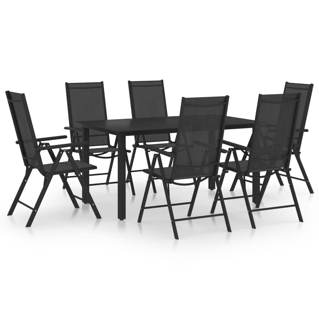Helloshop26 - 7-teiliges schwarzes Aluminium-Gartenmöbelset