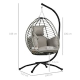 thumbnail of Outsunny silla colgante huevo con soporte columpio jardín exterior con cesta plegable cojín y reposacabezas para interior exterior carga 120 kg gris