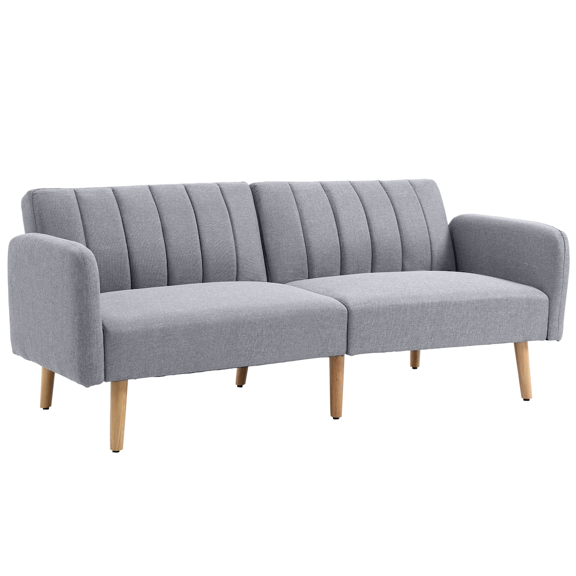 Sofá Cama de 2 Plazas Tela con Respaldo Ajustable en 3 Posiciones y Patas de Madera Sofá Doble Convertible en Cama para Salón Oficina 173x75x73 cm