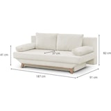 thumbnail of Banquette convertible 3 places TEIJO - Tissu bouclette beige - Coffre de rangement - L187 x P91x H82 cm AUCUNE
