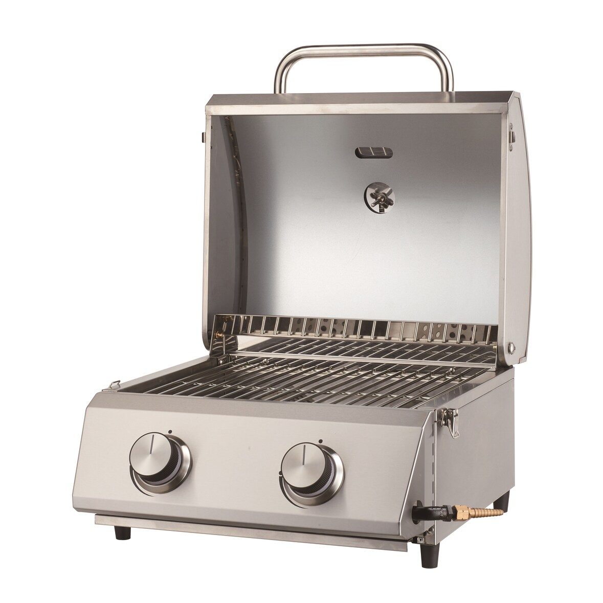 Tarrington House Barbacoa de gas de sobremesa de 2 quemadores Cathan, acero inoxidable, 50 x 47 x 34 cm, plata