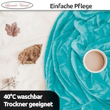thumbnail of Kuscheldecke Petrol 150x200 cm Wolldecke Fleece extra weiche Wohndecke Sofa