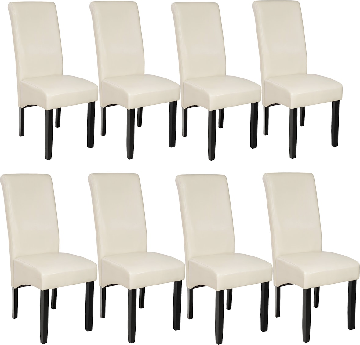 tectake 8 sedie da sala da pranzo con seduta ergonomica - crema - 403990