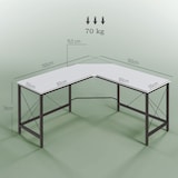 thumbnail of Secretária em Forma de L Secretária para Escritório com Estrutura de Metal Secretária de Canto 150x150x76 cm Branco e Preto