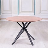 thumbnail of Table ronde ⌀110 cm, pieds croisés en métal, plateau stratifié, table à manger pour 4 personnes, pieds en X, style moderne - Carlo - Bois