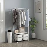 thumbnail of HOMCOM Charriot Moderno 8 Ganchos e 4 Cestos para Armazenamento Charriot com Rodas e Estrutura de Aço 63x37x153 cm Branco