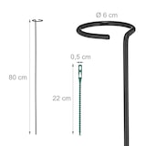 thumbnail of Relaxdays Pflanzstäbe Metall, 6er Set, Rankstäbe mit Ring, 80 cm lang, Metallstäbe Garten, mit Pflanzenbindern, schwarz