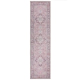 thumbnail of Maschinenwaschbarer Traditioneller Vintage-Teppich aus recycelten Fasern, rutschfest - `Hald`. Farbe: Rosa, 60x230 cm | Kadima Design