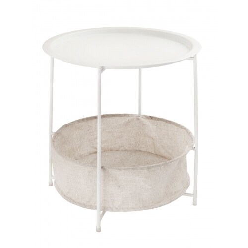 Beistelltisch Ø 47 H 51 2. Wahl Nachttisch Blumentisch Spieltisch Deko : weiß mit Ablage