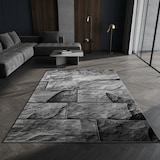 thumbnail of Teppich Wohnzimmer Steine Pflegeleicht Waschbar Strapazierfähig Schlafzimmer OEKO-TEX Schwarz 80x150 cm Gekettelt – DRAU von Kadima Design