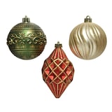 thumbnail of 9 Weihnachtskugeln 8cm Kunststoff Retro Christbaumkugeln Vintage rot gold grün