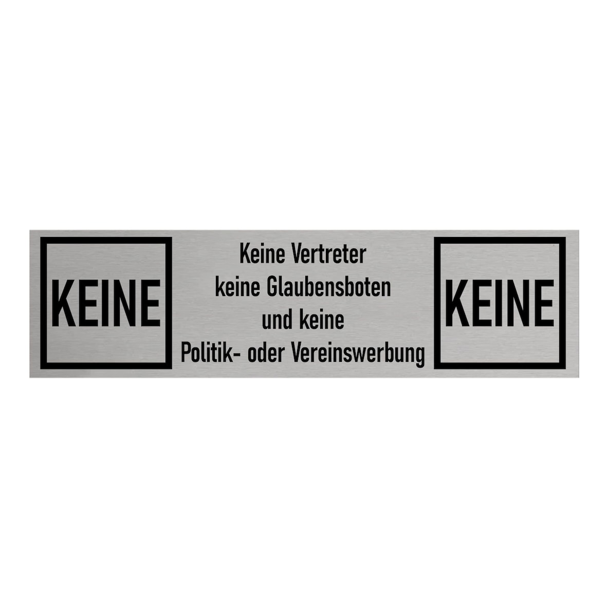 CombiCraft Aluminium Türschild Keine Verkaufsvertreter, Glaubensverkünder etc. 165x45mm mit 3M-Tape