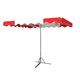 thumbnail of Parasol forain 400x300 avec système télescopique Vermillon/blanc.