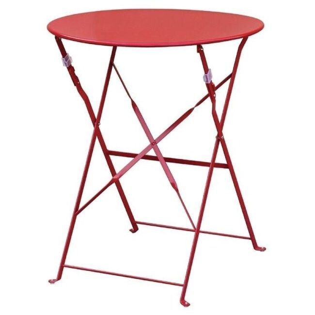 Mesa de patio plegable redonda Bolero de acero, color rojo, 60 cm