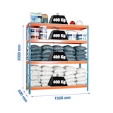 thumbnail of SimonRack Estante industrial, 2000x1500x600 mm, 400 kg no ponto de flexão, 4 prateleiras de madeira, estante para garagem, Azul/Laranja- Ecoforte