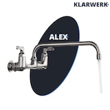 thumbnail of ALEX |Catering grifo monomando de pared plata| grifo cocina profesional acero inoxidable largo y plano | grifo restaurante pared caño recto