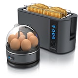 thumbnail of Arendo - SET Toaster FRUKOST mit Eierkocher SEVENCOOK Edelstahl Grau, Toaster 4 Scheiben, LED-Display, 6 Bräunungsgrade, Brötchenhalter - Eierkocher
