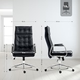 thumbnail of Chaise de bureau Sotira en cuir véritable Noir