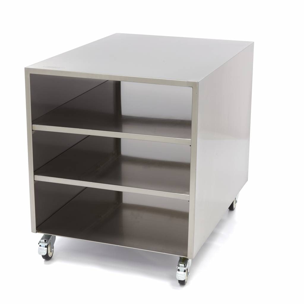 Maxima Table de machine en acier inoxydable - 60 x 80 cm - capacité de charge de 120 kg - sur roues
