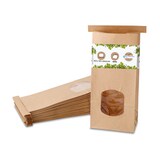 thumbnail of BIOZOYG 400 Stück Kraftpapier-Beutel braun 11,5 x 7,2 x 24,6 cm, Größe M Blockbodenbeutel, Krafttüten, mit Fenster, mit umweltfreundlichem Verschluss