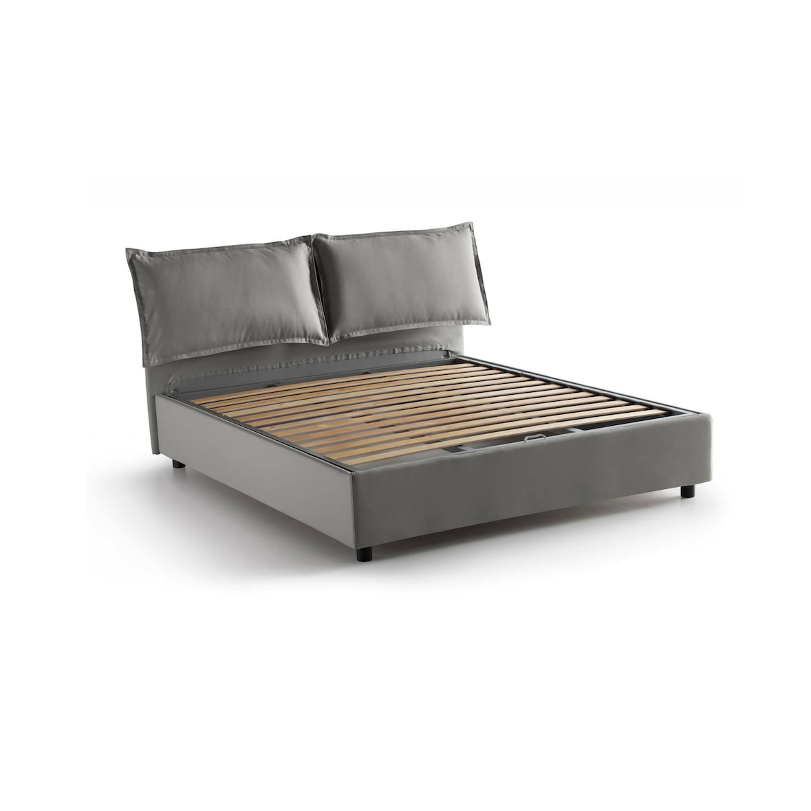Dmora Letto matrimoniale Deborah, Letto contenitore con rivestimento in tessuto, 100% Made in Italy, adatto per materasso Cm 160x190, Grigio