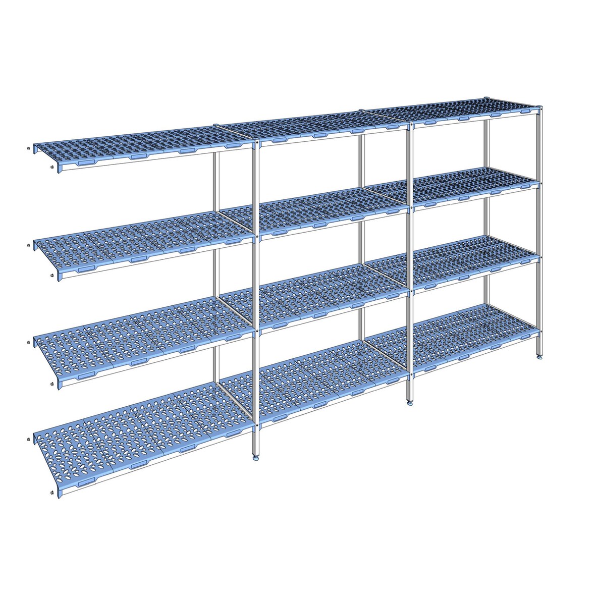 Tournus Equipement Rayonnage à clayettes amovibles 4 niveaux 205 x 413,7 x 50 cm Tournus - PCM4137