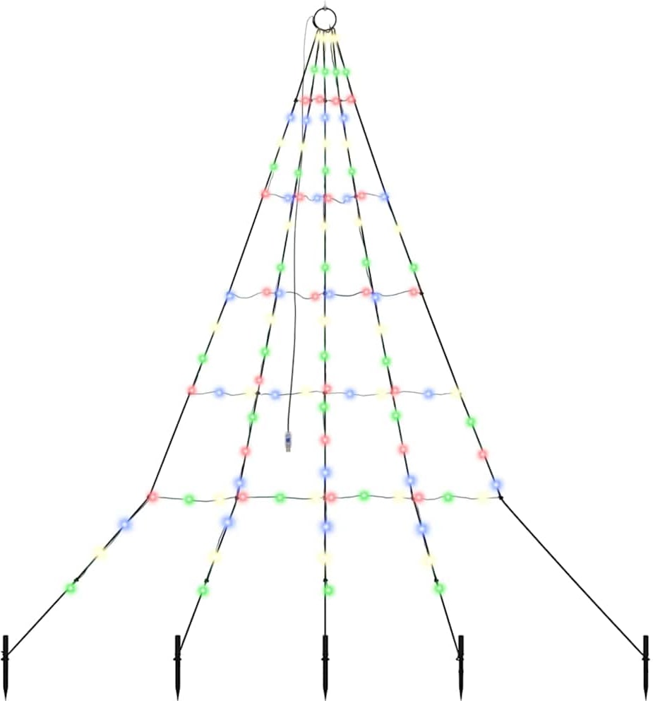 vidaXL LED Weihnachtsbaum mit Erdspießen Mehrfarbig 182 cm Metall