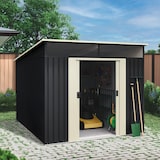 thumbnail of Wasabi - Caseta Jardín Exterior 7,6m2 Stark - Tragaluz de Policarbonato - Gris Antracita y Beige - Puerta Corredera Doble - Techo Inclinado