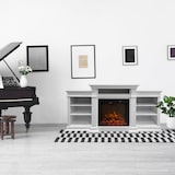 thumbnail of Elektrische haard vloerhaard BIDEN in wit hout L179 x D48 x H85