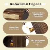 thumbnail of Sideboard Kommode Nussbaum 120x40x85 cm mit Rattanfronten 3 Schubladen 2 Schranktüren offenes Regal höhenverstellbare Böden