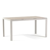 thumbnail of Rechteckiger Tisch 150x90 cm für Innen- und Außenbereich, aus Aluminium und Glas, für Küche, Esszimmer, Garten, 6 Personen–MILO–Weiß/Stein