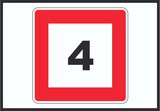 thumbnail of Höchstgeschwindigkeit 4 km/h nicht zu überschreiten Schild mit Symbol A0 Rückseite selbstklebend