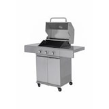 thumbnail of METRO PROFESSIONAL Barbecue à gaz Texas, 3 brûleurs, sur chariot, acier revêtu en poudre, 157 x 64 x 122 cm, puissance de 9kW, 4 roulettes, argent