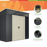 thumbnail of Wasabi - Caseta Jardín 5,6m2 Stark - Tragaluz Policarbonato - Gris Antracita y Beige - Puerta Corredera Doble - Techo Inclinado - Cobertizo Metal