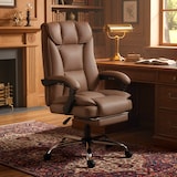 thumbnail of HOMCOM silla de escritorio giratoria con reposapiés, con respaldo reclinable, acolchado grueso, tapizada en cuero sintético, altura ajustable