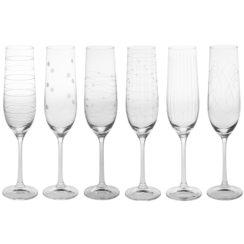Coffret de 6 flûtes à champagne Graphik 19 cl -  19.00 cl Transparent / Cristal Rond Verre Cristallin Table Passion 5.00x5.00 cm
