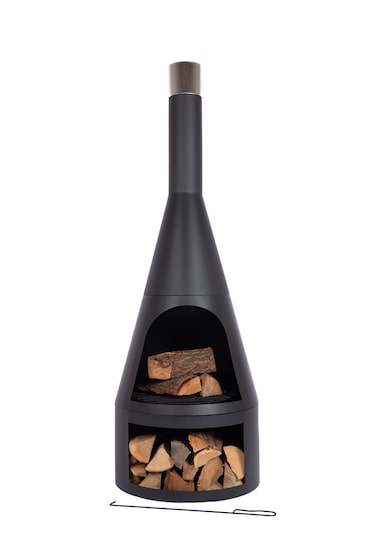 Braciere RedFire Kingston Extra Large – acciaio – altezza 160 cm – nero – con vano porta legna