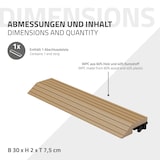thumbnail of ML-Design – WPC Abschlussleiste – gerade 30x2x7,5 cm Teak | Holzoptik, geriffelt, für Terrassenfliesen