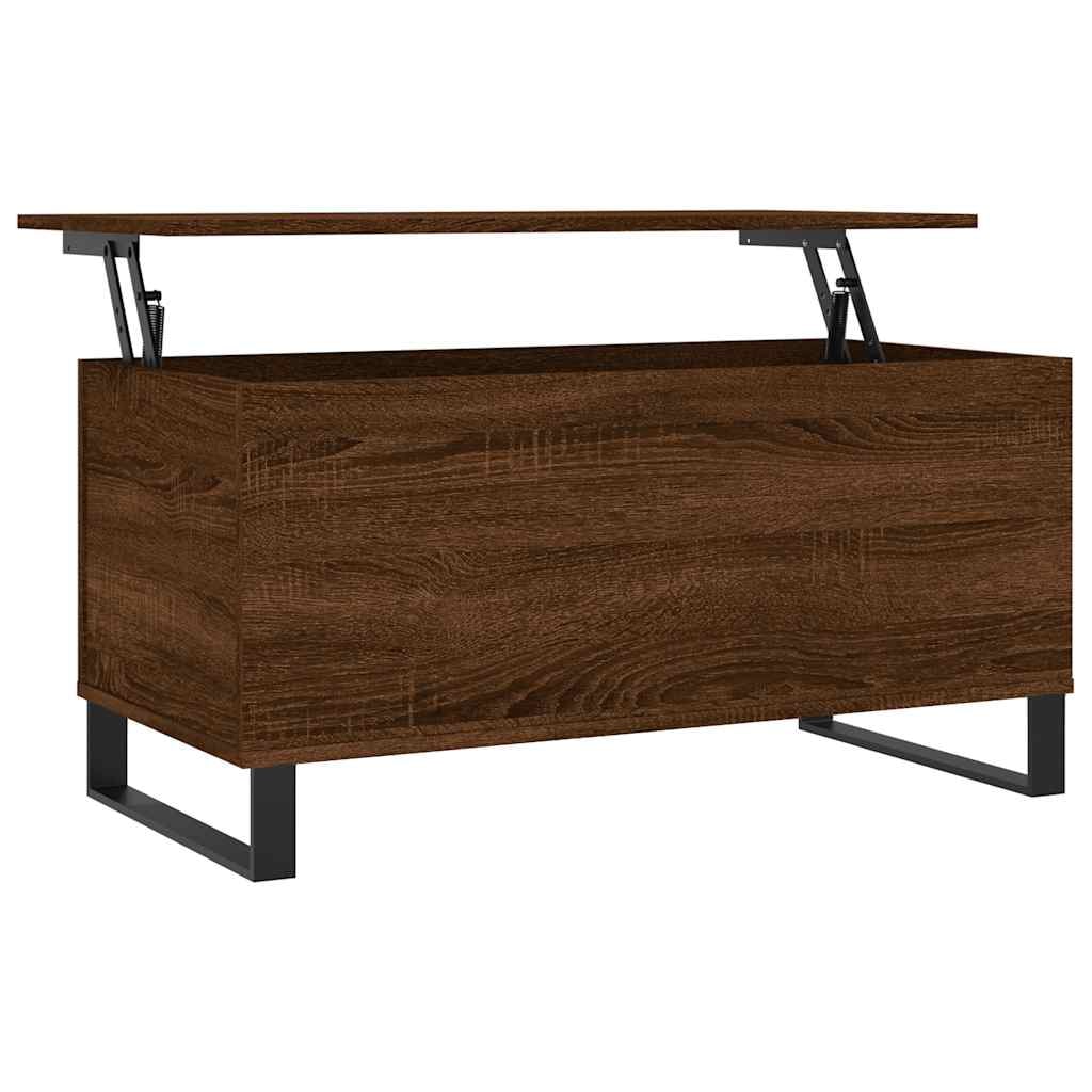 Mesa de centro madera contrachapada roble marrón 90x44,5x45 cm
