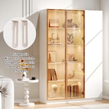 thumbnail of Merax LED Vitrinenschrank 110×35×165 cm, Glasvitrine mit gehärteten Glastüren, Bücherregal & Aufbewahrungsschrank, Weinschrank mit Beleuchtung, weiß