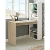 thumbnail of Scrivania Con Libreria Reversibile Scrittoio Scaffali Laterali Mobile Desk da Ufficio Soggiorno Sala Da Pranzo 120 x 144 x 53cm Colore Bianco e Rovere