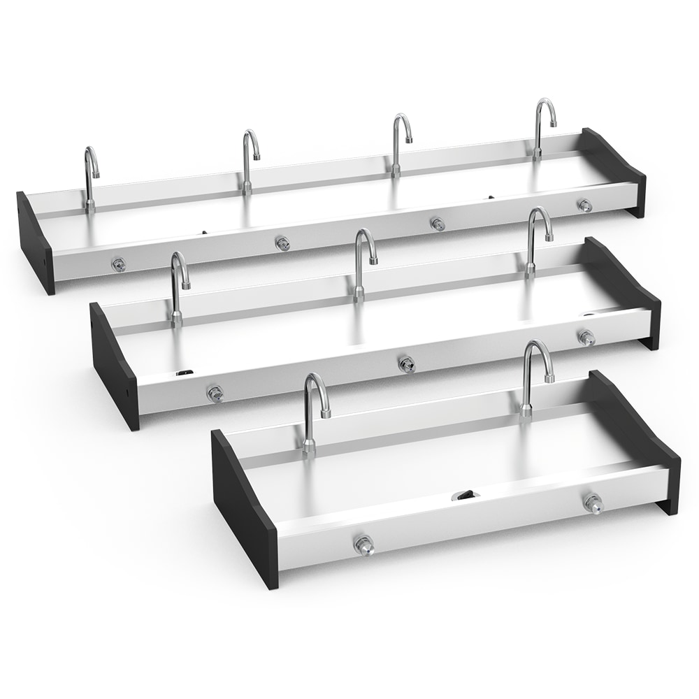 Lave-mains collectif suspendu à genoux 1000x450x190 mm.