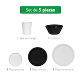 thumbnail of Benetton - Set 5 pezzi di stoviglie piramidali in gres B&W Be