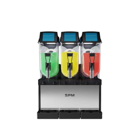 Máquina de tres cubas 12+12+12 litros 600X555X825 SORBY 3 negra para granizados sorbetes smoothies batidos