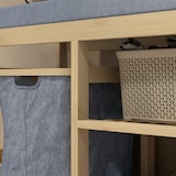 thumbnail of Banco zapatero de bambú mueble zapatero con asiento cesta extraíble y estantes abiertos para 4 pares de zapatos 69x30x45 cm natural