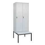 thumbnail of C+P Spind Classic PLUS, Kunststoff untergebaute Sitzbank, 2 Abteile, HxBxT 212x80x82cm, Sicherheitsdrehriegel, Hellgrau/Hellgrau von PROREGAL