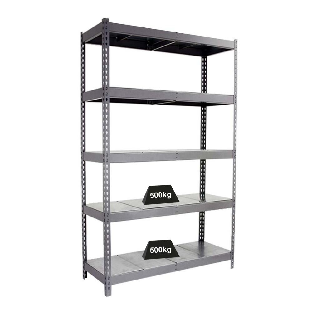 PROREGAL Schwerlastregal METAL BEAST FIVE | HxBxT 200x210x60cm | Fachlast 500kg | Grau | Regal Standregal Werkstattregal Lagerregal Kellerregal