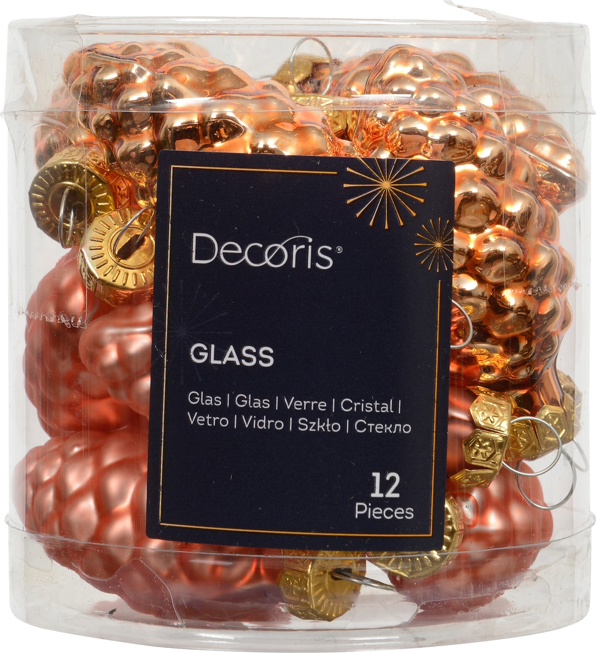 12 Glaszapfen 6cm Christbaumschmuck Christbaumkugeln Weihnachtsbaumkugeln Weihnachtsbaumschmuck Warmorange