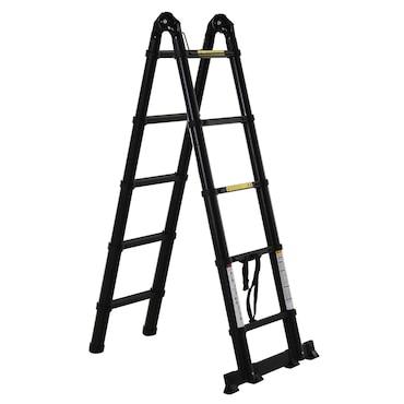 DURHAND Scala Telescopica Pieghevole in Alluminio e Metallo Nero